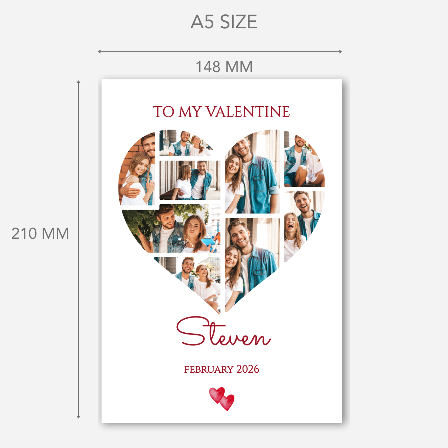 Valentine Heart Photo Card with a Collage of 9 Photos  - PC27