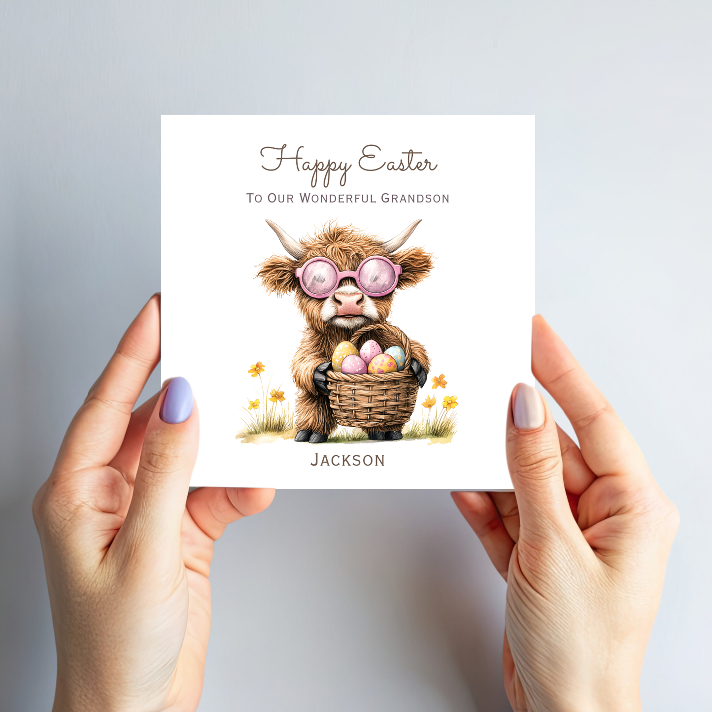 Easter Card With A Cute Highland Cow Design - C842