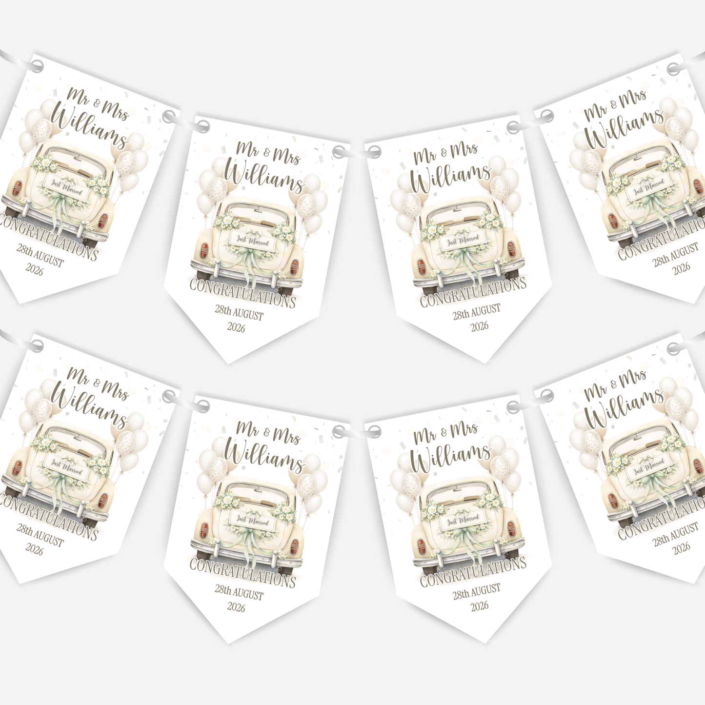 Wedding Car Bunting - B307