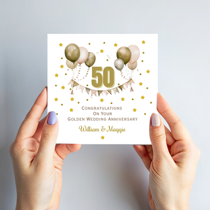 Golden- 50th Wedding Anniversary Card - C680