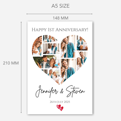 Heart  Anniversary Photo Collage -  9 Photo Memories Card - PC02