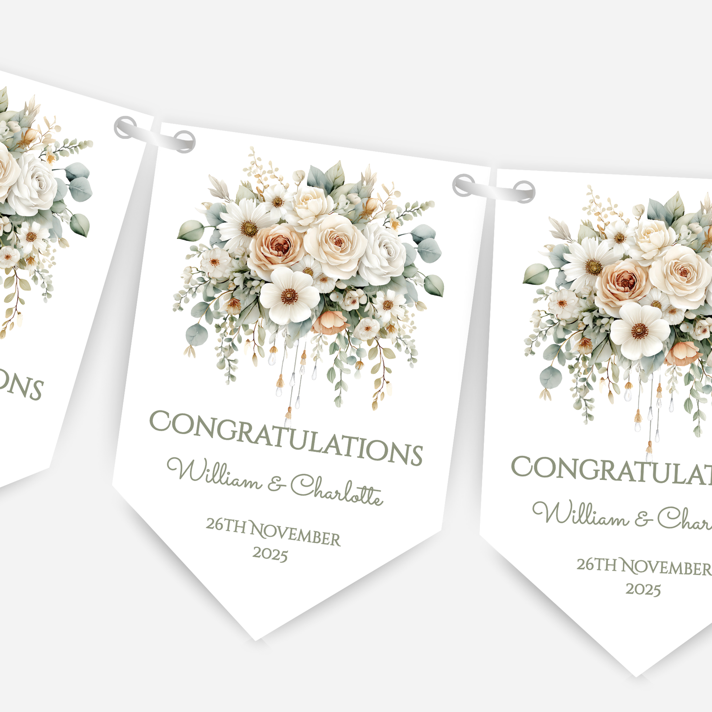 Engagement or Wedding Floral Bunting - B236