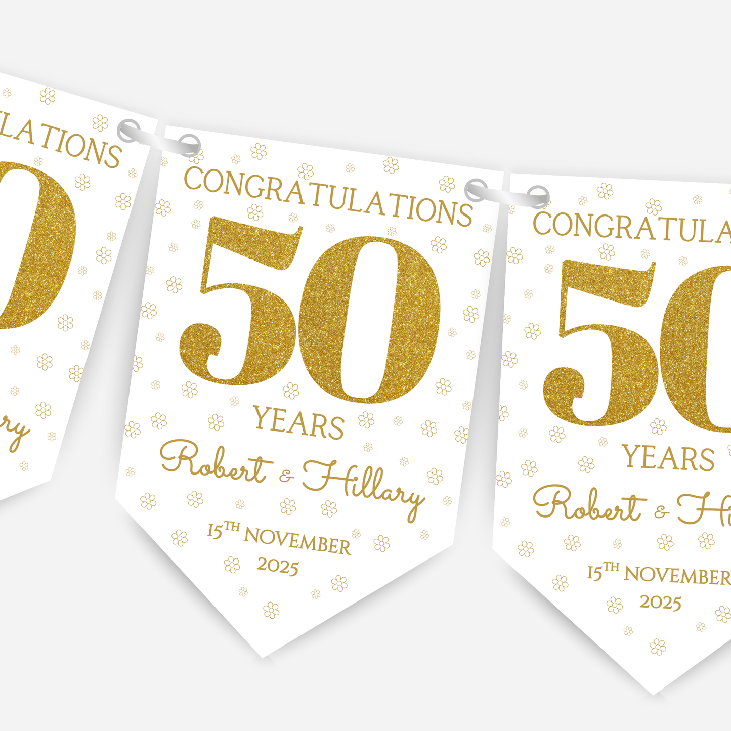 Golden Wedding Anniversary Bunting - B240