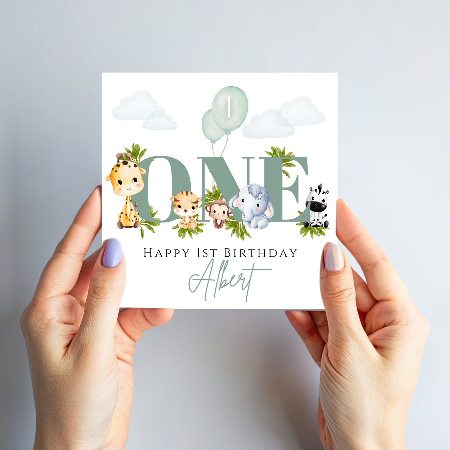 Cute Safari 1st Birthday Card - C102