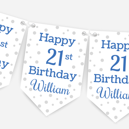 Blue Polka Dot Birthday Bunting - B125