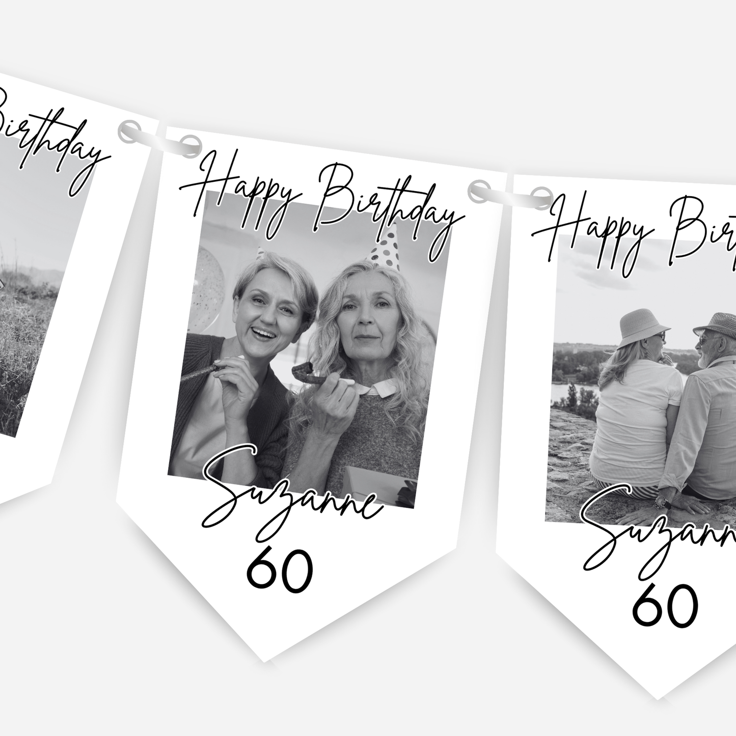 Black & White Birthday Photo Bunting - B267