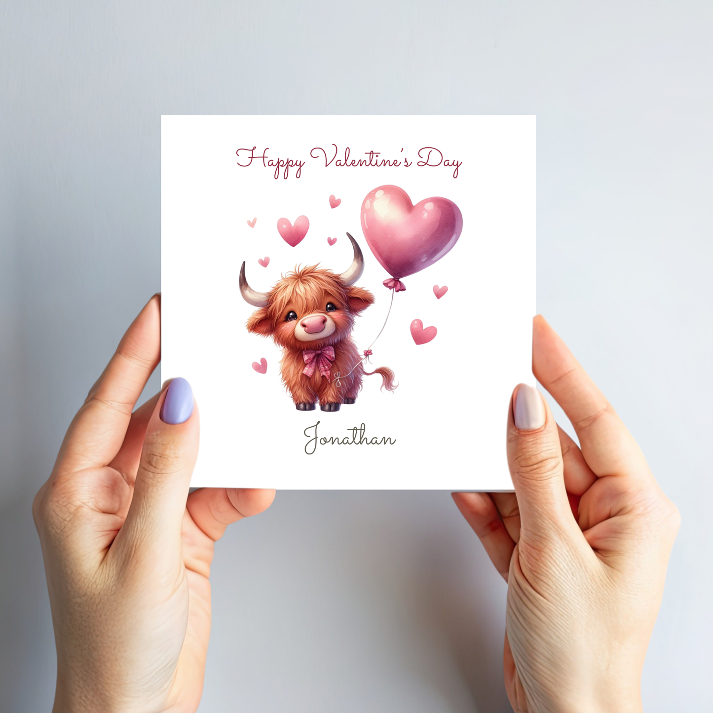 Cute Highland Cow Valentine’s Day Card  - C707