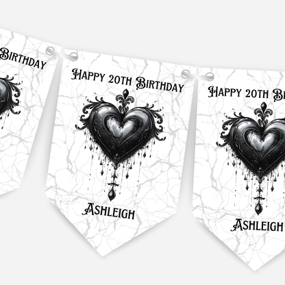 Gothic Style Black Lace Heart Bunting - B214