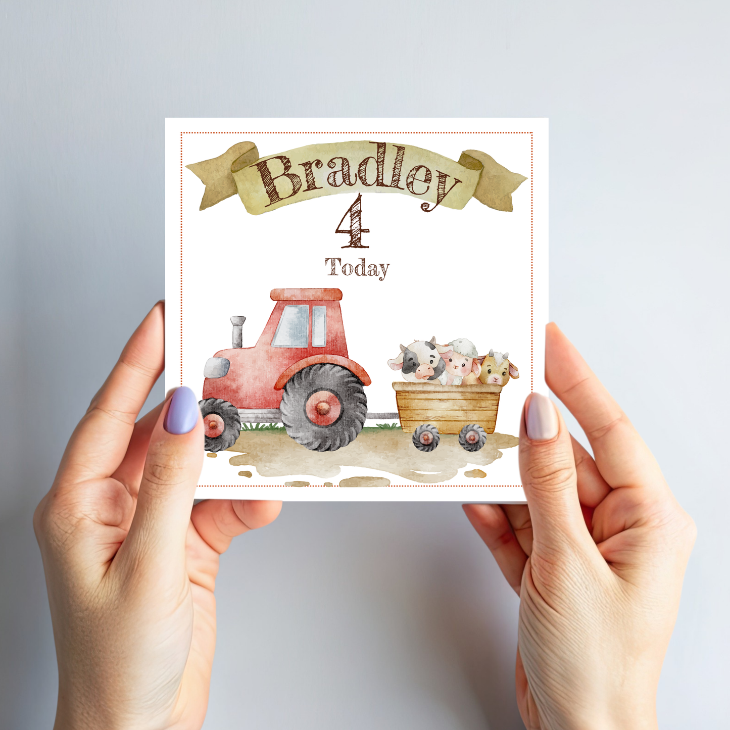 Red tractor Farming Birthday Card - C149