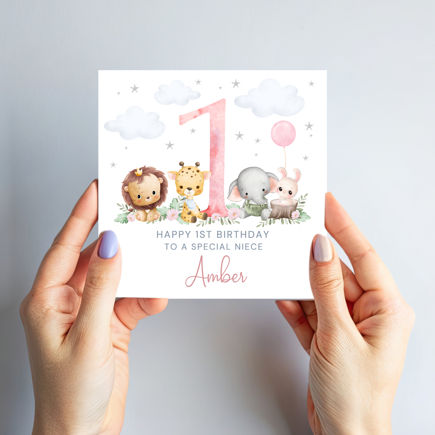 Any Age Cute Safari Animal Card - C125