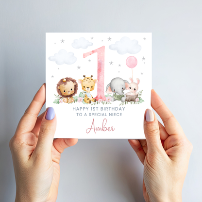 Any Age Cute Safari Animal Card - C125
