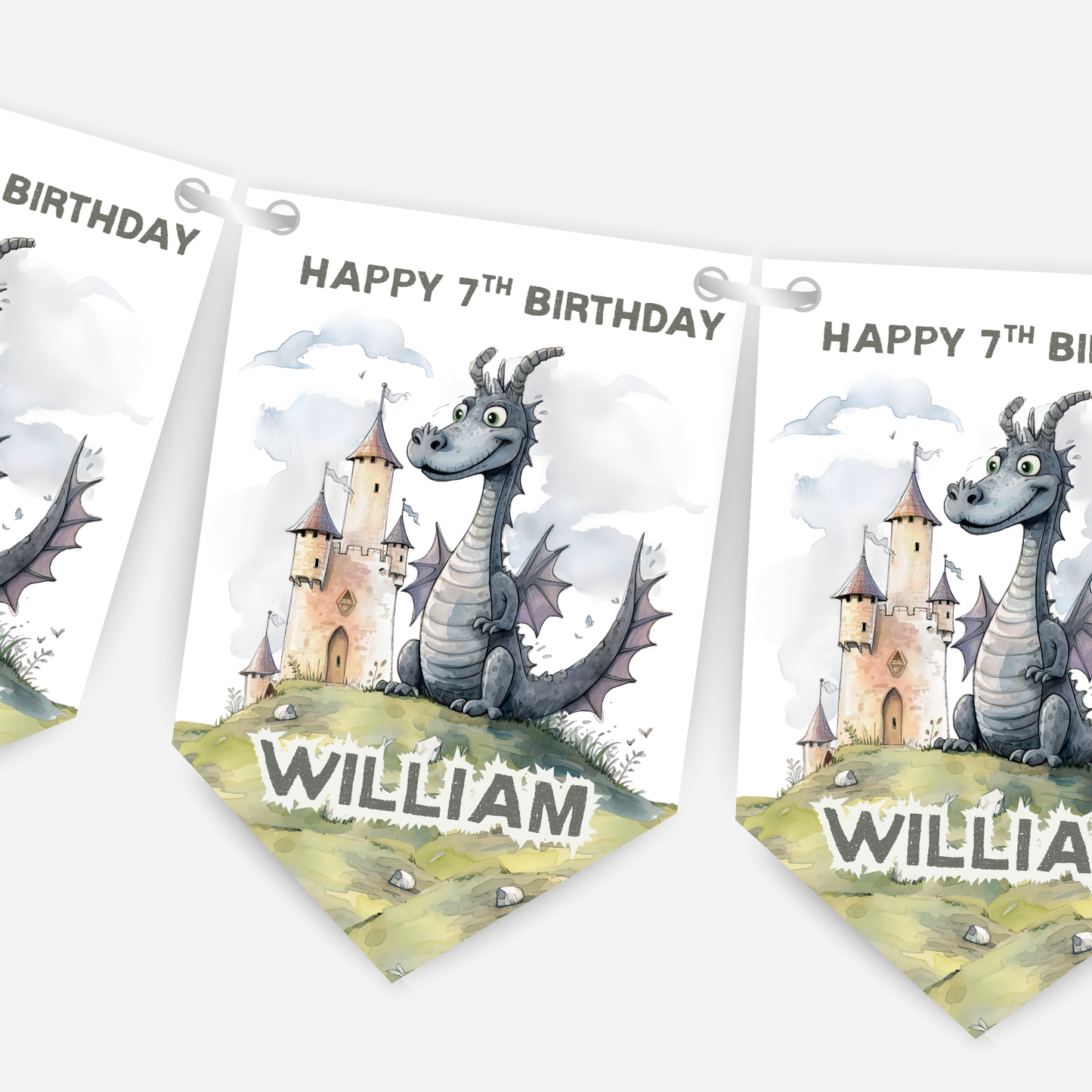 Dragon Birthday Bunting with Castle - B217