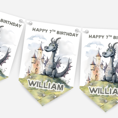 Dragon Birthday Bunting with Castle - B217