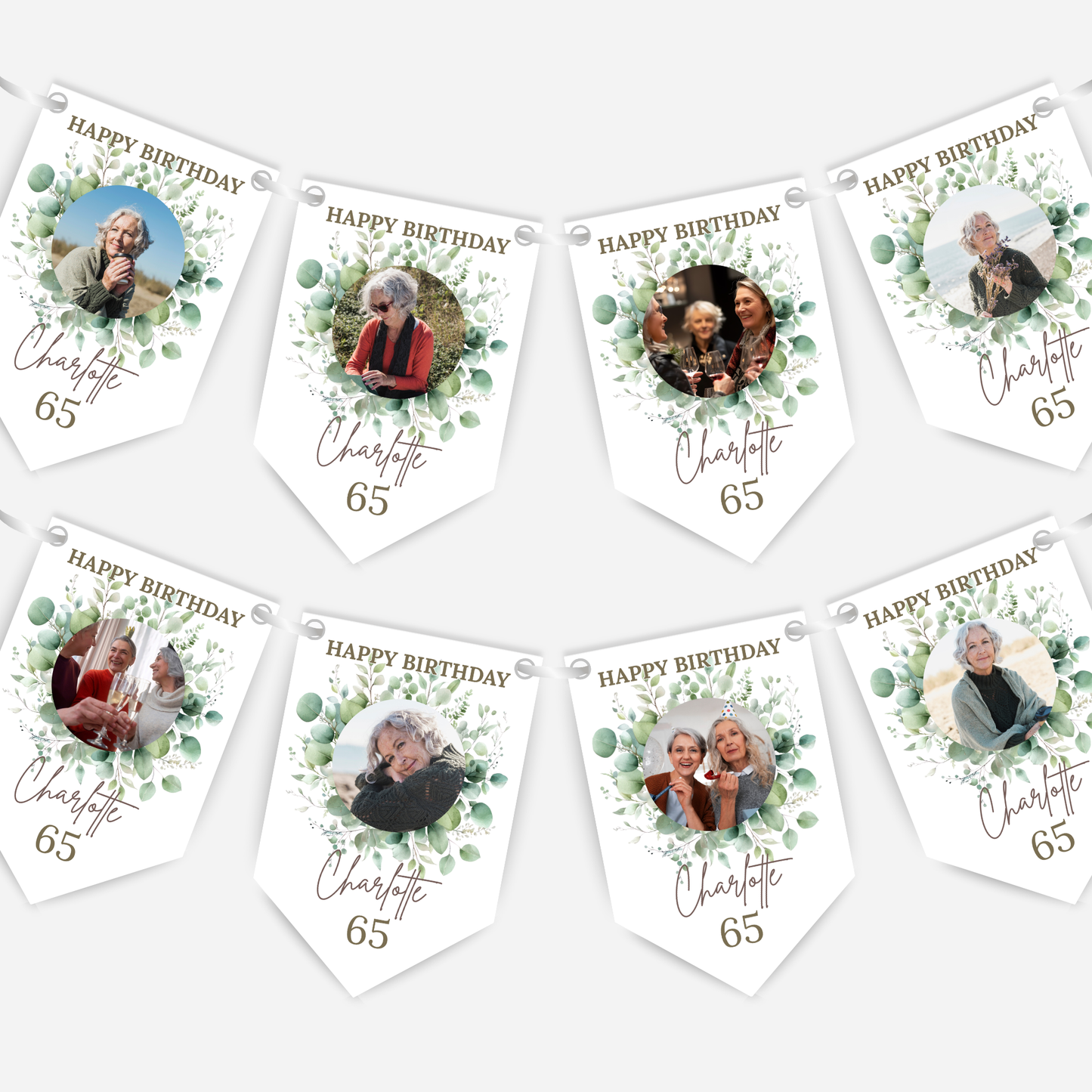 Birthday Photo Bunting  with eight photos - B281