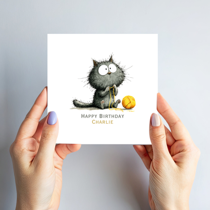 Funny Black Cat Birthday Card - C573