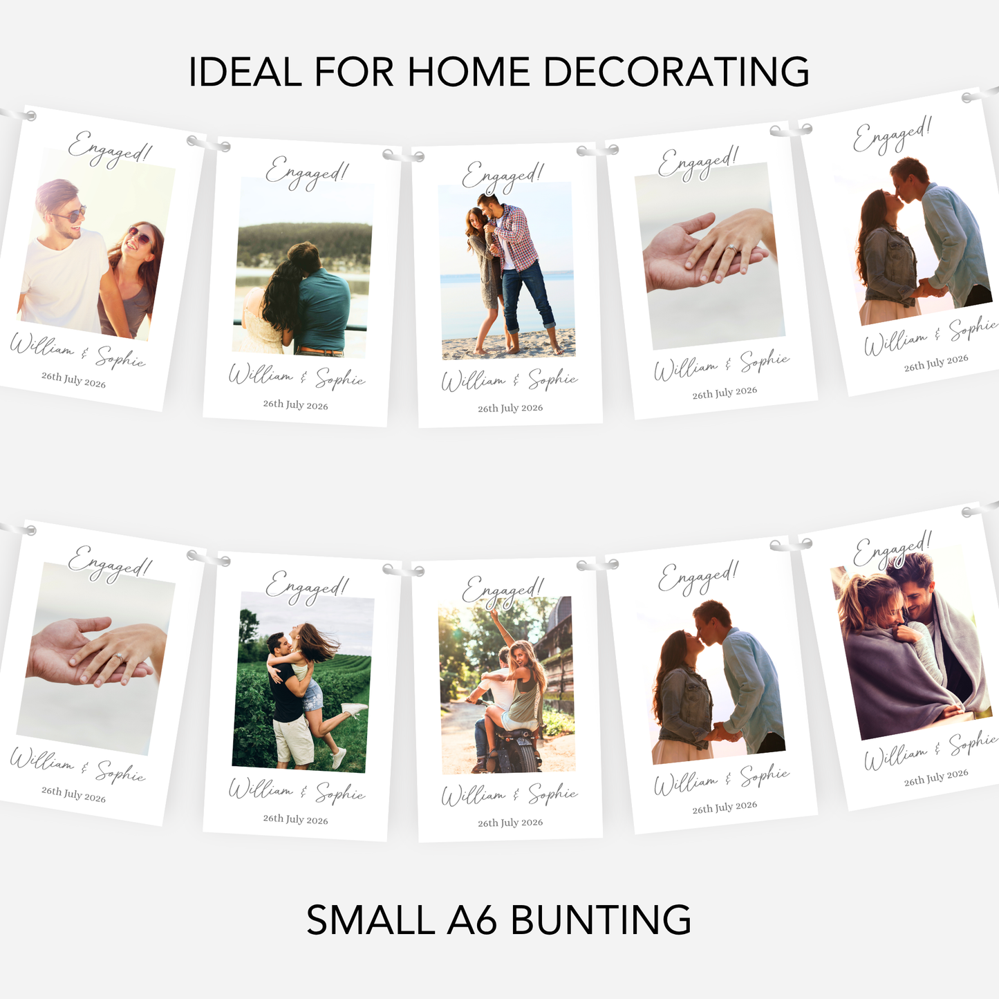 Colour Smaller Photo Engagement or Wedding Bunting -  S201