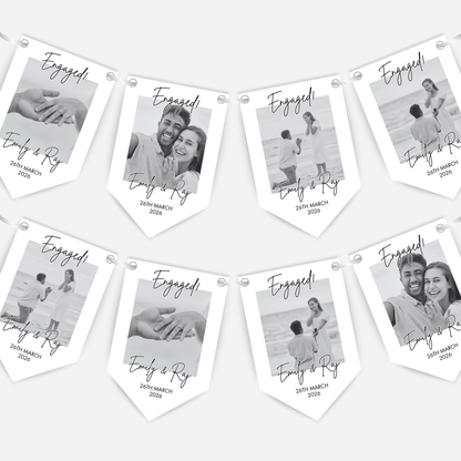 Black and White Photo Engagement or Wedding Bunting -  B278