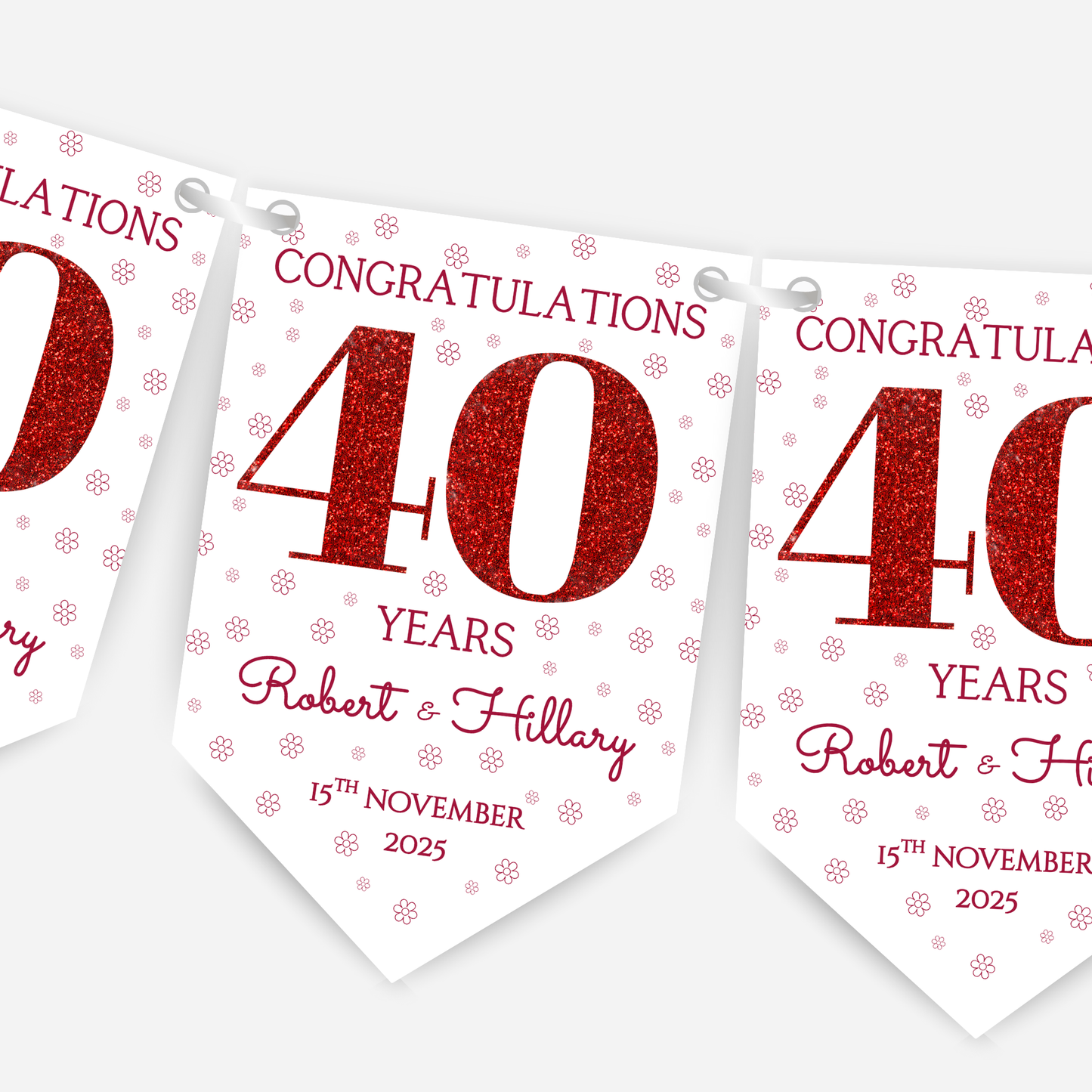 Ruby Wedding Anniversary Bunting - B242