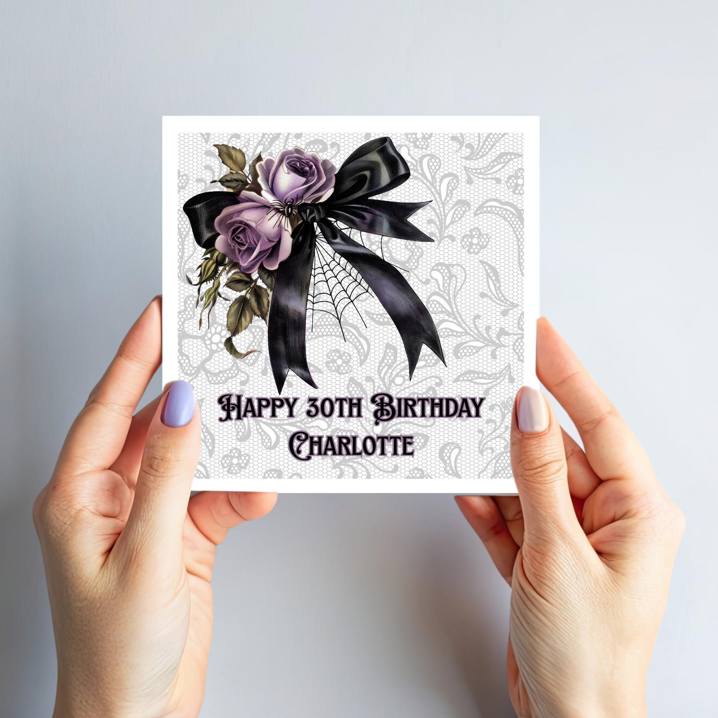 Stunning Gothic Style Black Bow Card - C835