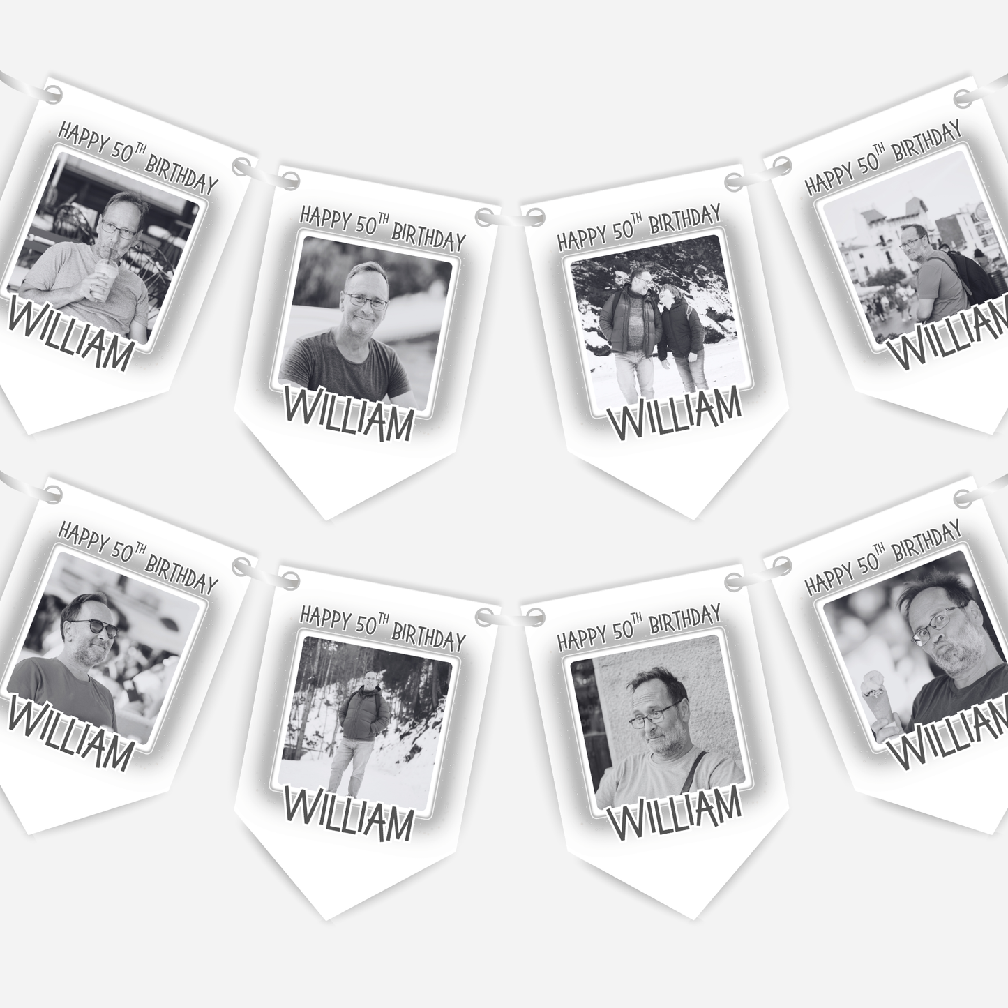 Black & White Birthday Photo Bunting - B304