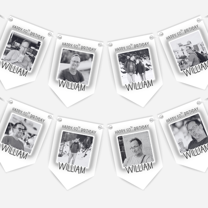 Black & White Birthday Photo Bunting - B304