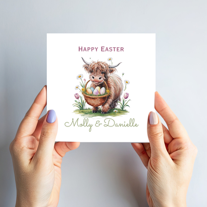Easter Card With A Cute Highland Cow Design - C844