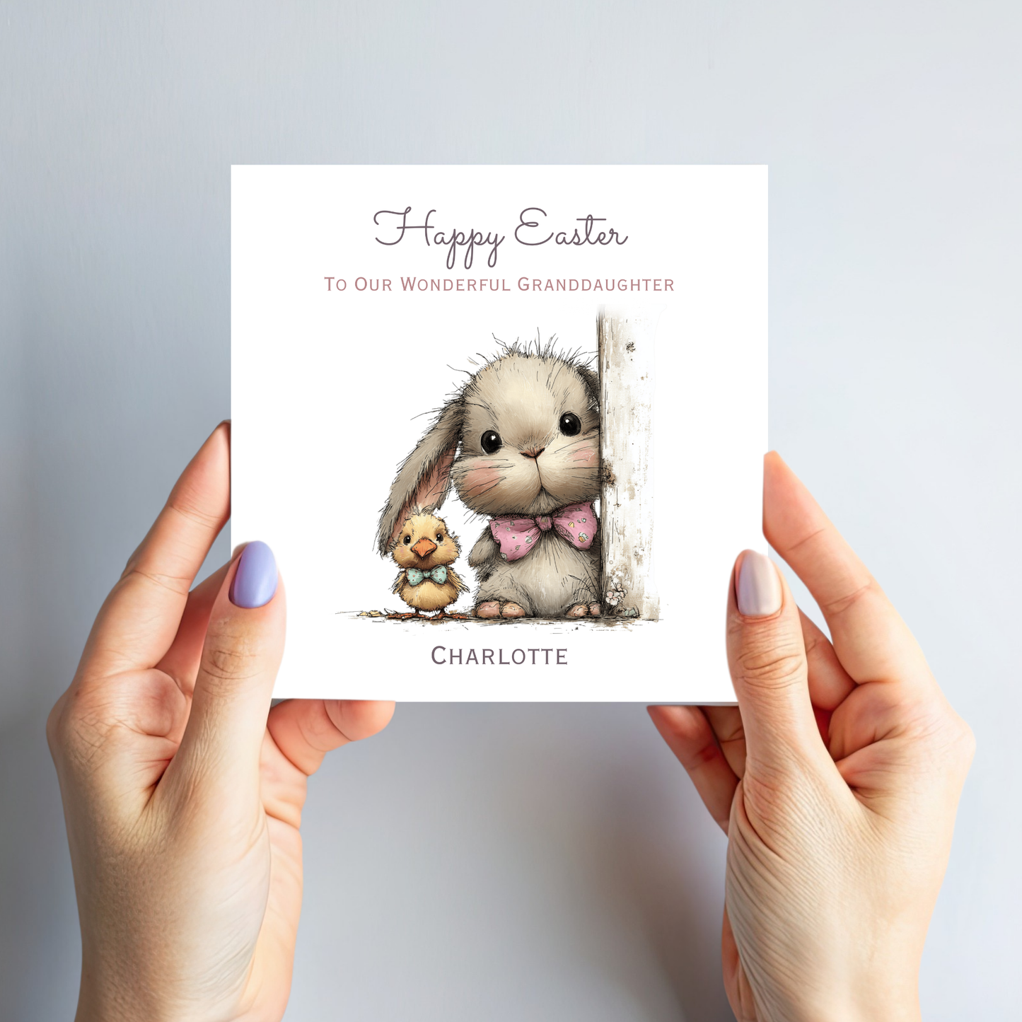 Easter Card With A Cute Bunny & Chick Design - C839