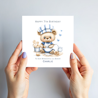 Cute Teddy Baker Birthday Card - C585