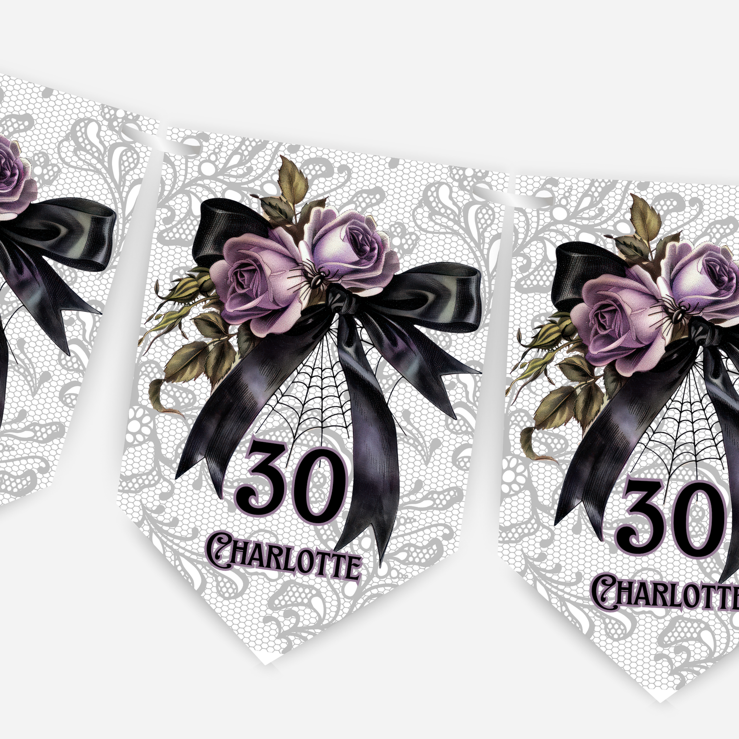 Gothic Black Lace and Bow Bunting - B263