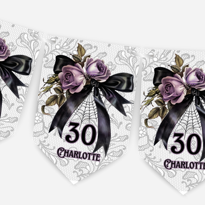 Gothic Black Lace and Bow Bunting - B263