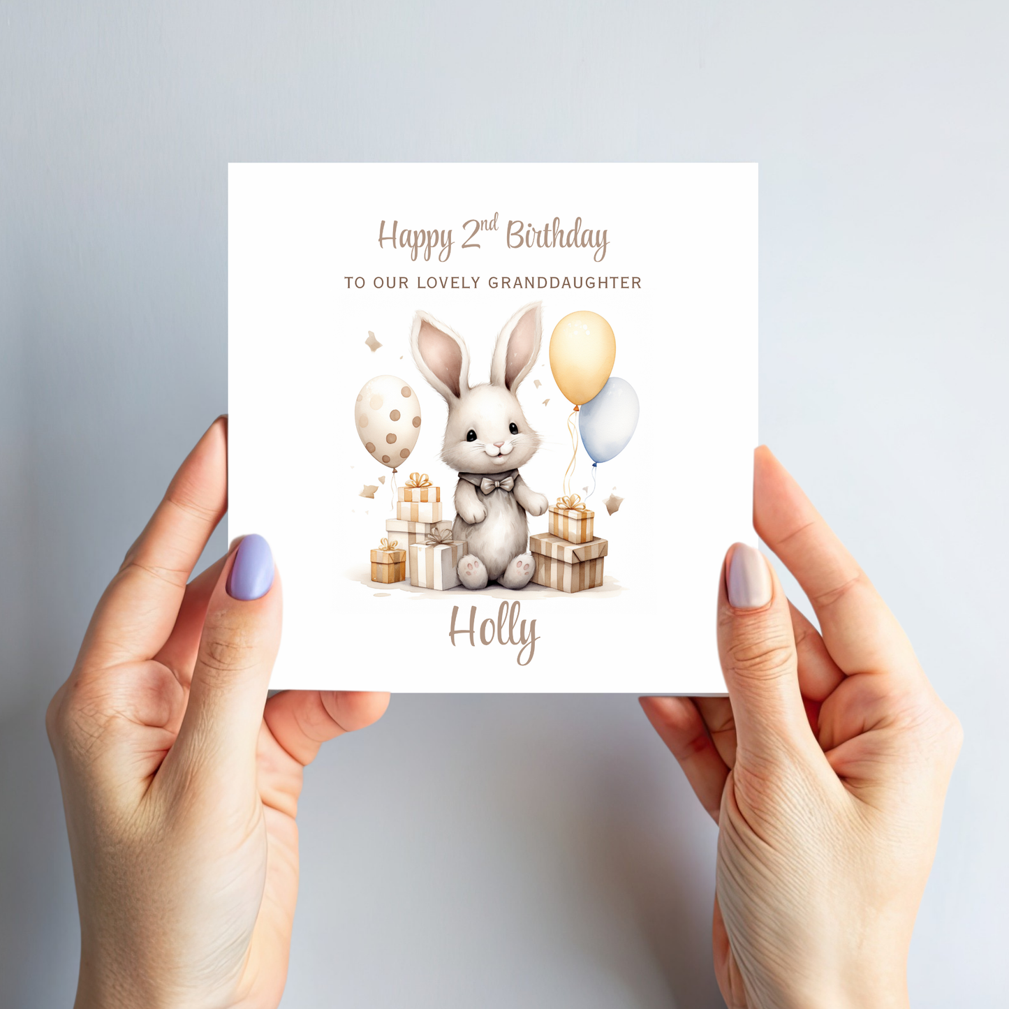 Bunny and presents Birthday Card - C558