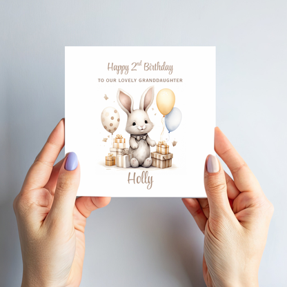 Bunny and presents Birthday Card - C558