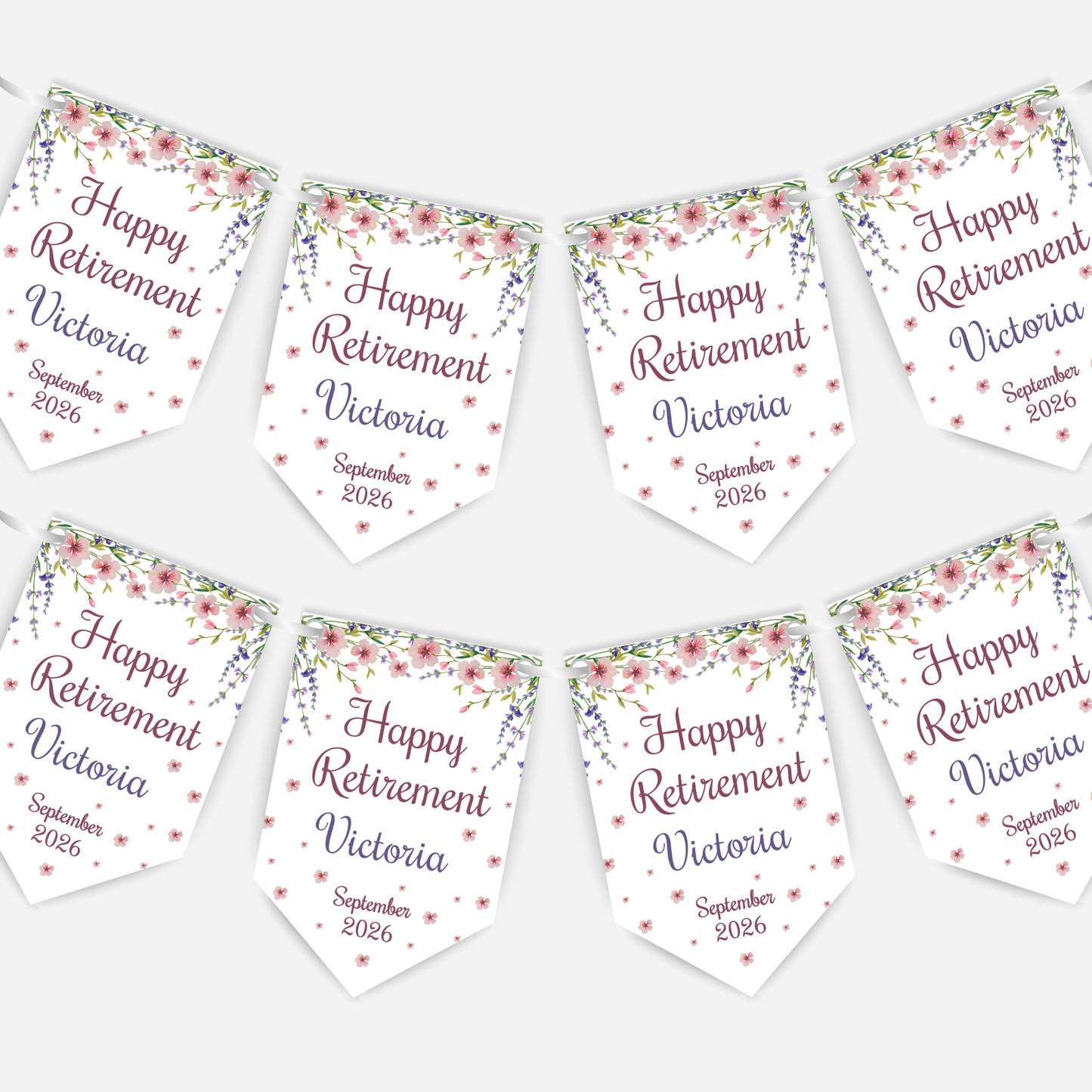 Retirement or any occasion bunting, pretty wildflower design - B300