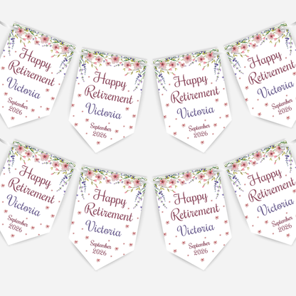 Retirement or any occasion bunting, pretty wildflower design - B300