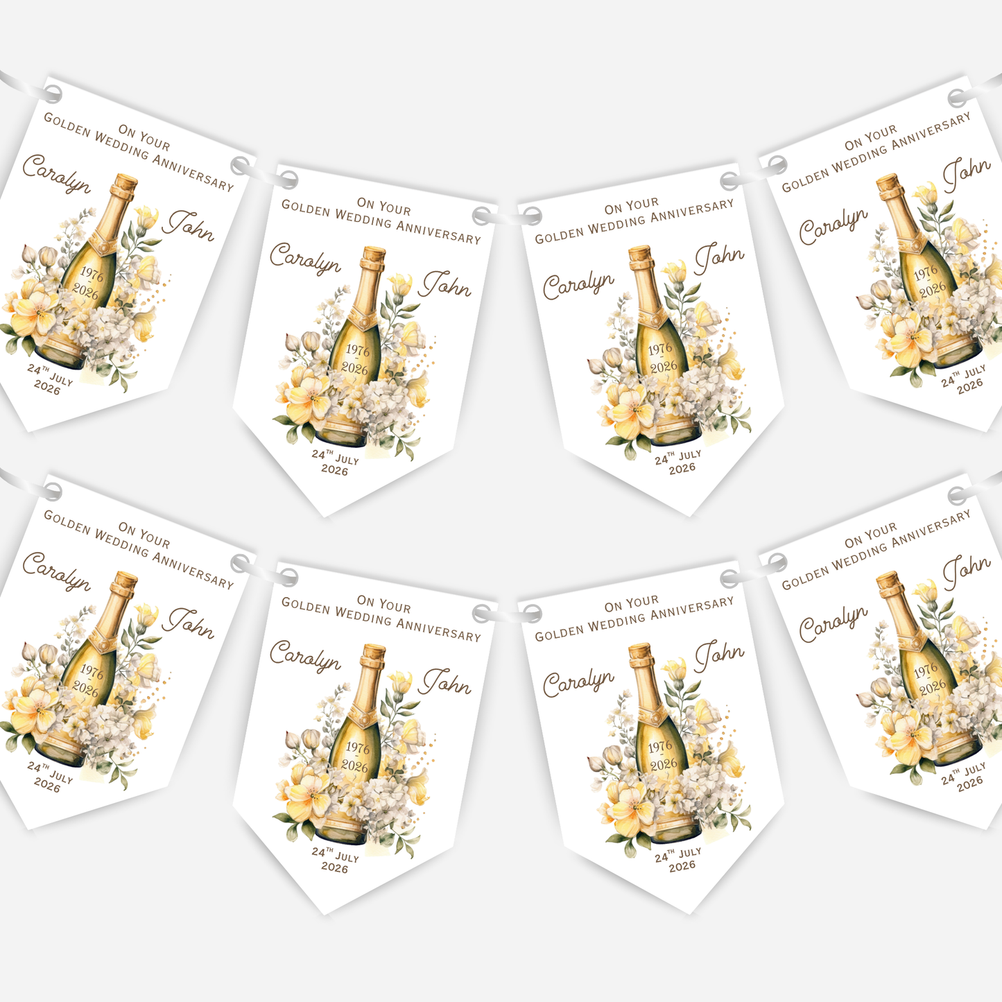 Golden Wedding Anniversary Bunting - B230