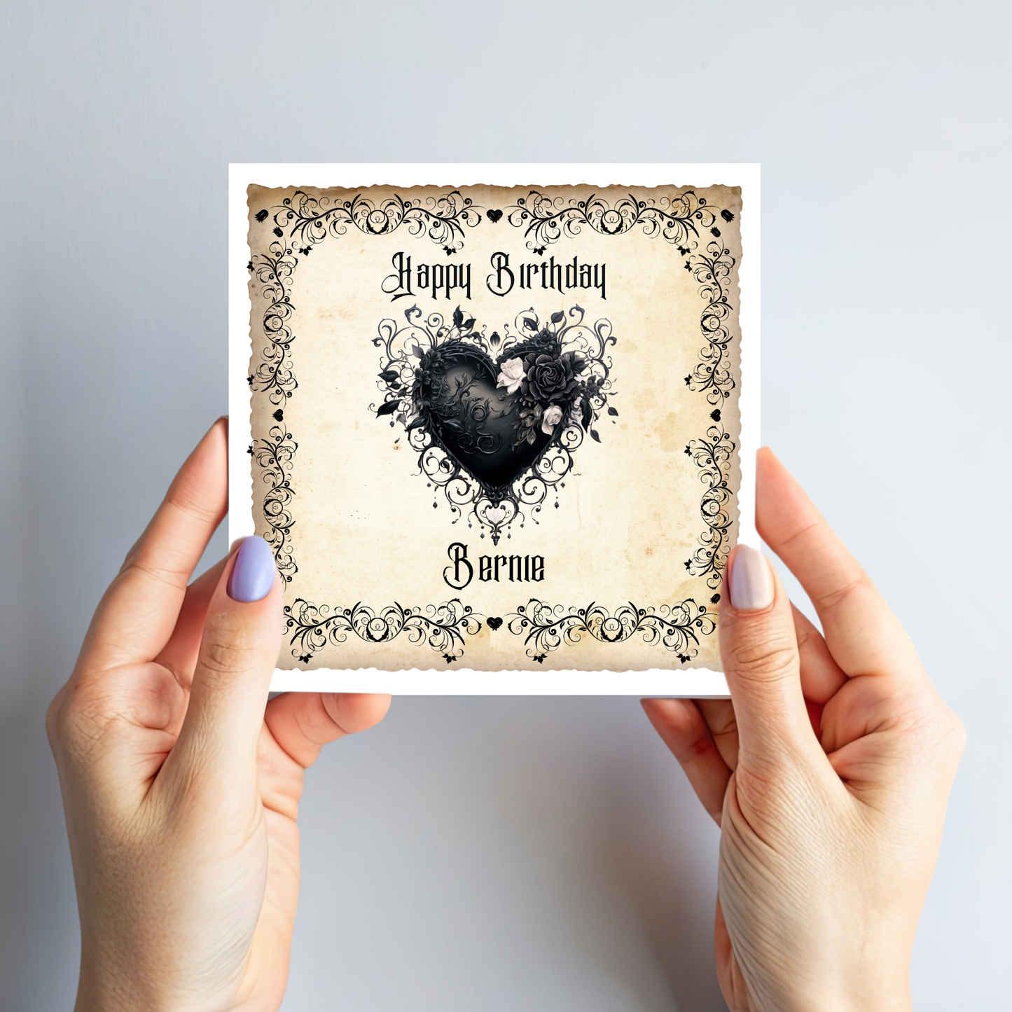 Stunning Gothic Style Black Heart Card - C150