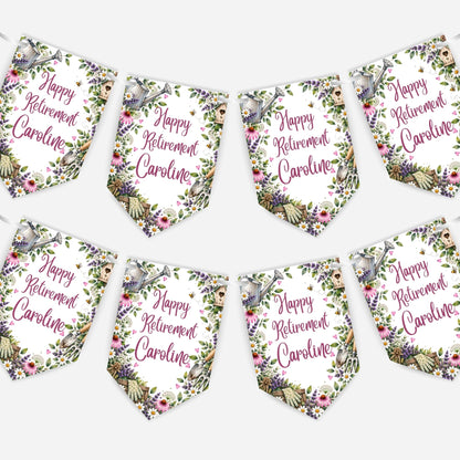 Retirement or any occasion bunting, pretty garden design - B332