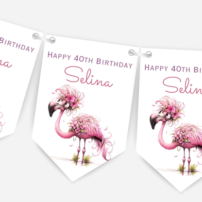 Crazy Pink Flamingo Birthday Bunting - For Any Age – B199