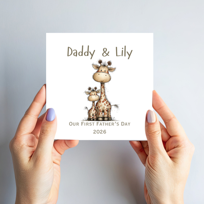First Fathers Day Card - Cute Giraffe Design - C794
