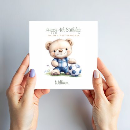 Cute Teddy Football Birthday Card - C612
