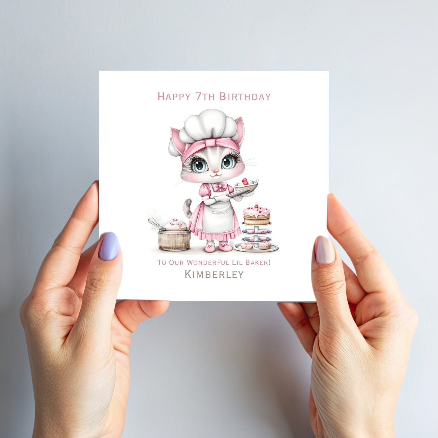 Cute kitten Baker Birthday Card - C586
