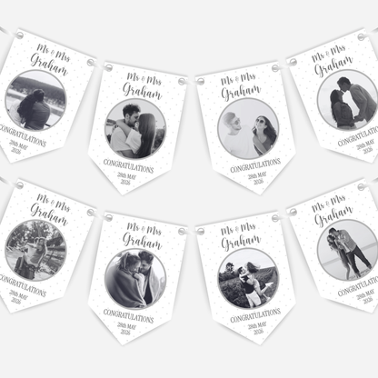 Black & White "Congratulations" Wedding or Engagement Photo Bunting - B310