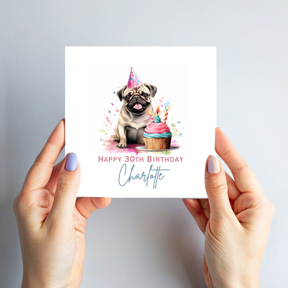 Party Pug Birthday Card - C559