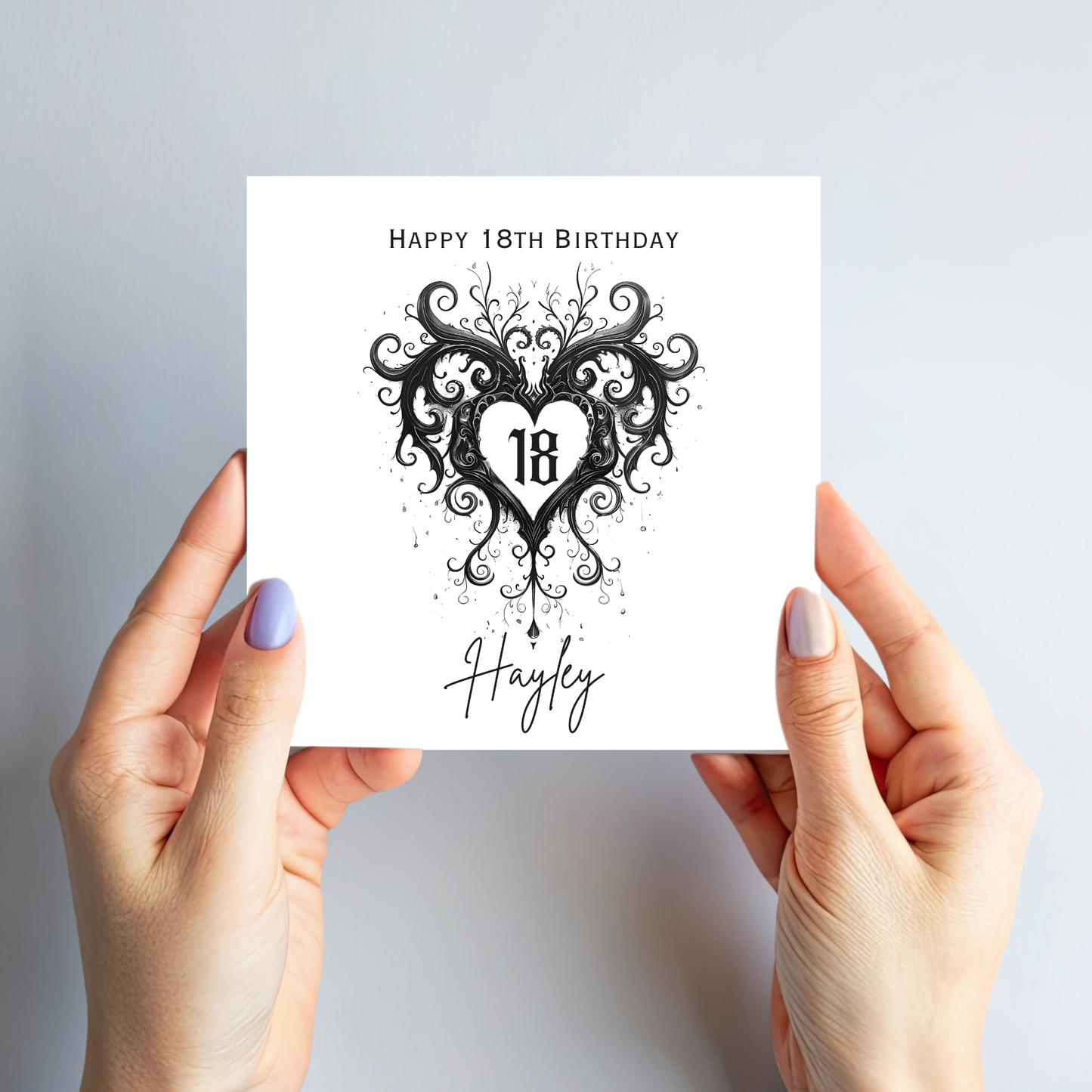 Gothic Style Black Heart Card - C634
