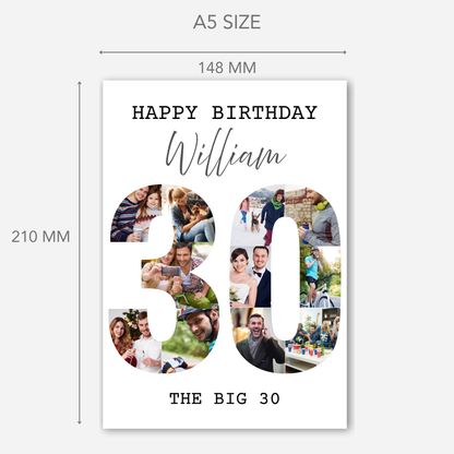 The Big 30 Photo Collage Birthday Card - PC03