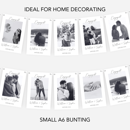 Black and White Smaller Photo Engagement or Wedding Bunting -  S200