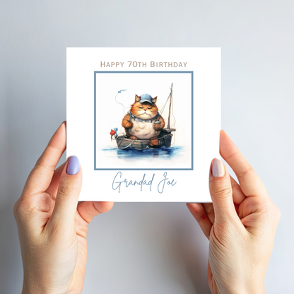 Cat Fishing Birthday Card - C616