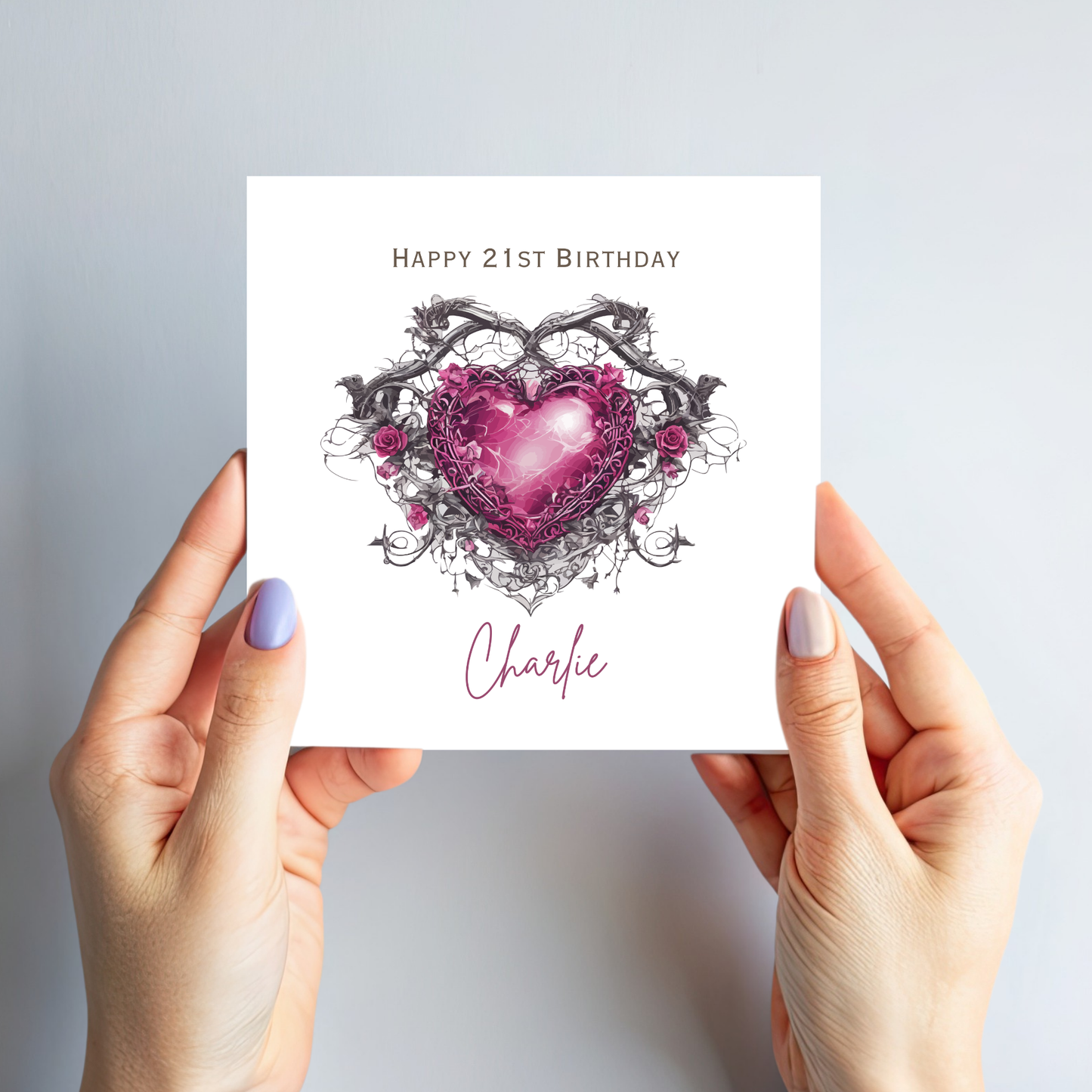 Gothic Style Pink Heart Card - C580