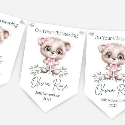 Cute Teddy Christening or Baptism Bunting - B204