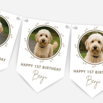 Dog Birthday Photo Bunting In Neutral Colours - B216